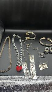 lot 1906 image: Mixed Jewelry Lot - Chains, Bracelets, and Earrings Collection