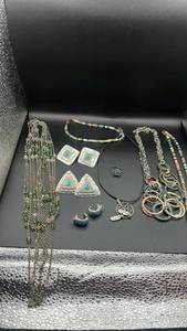 lot 1907 image: Native American Style Jewelry Collection - Turquoise and Silver