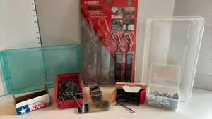 lot 3015 image: HangAlls and Nail and Screw Assortment in tub