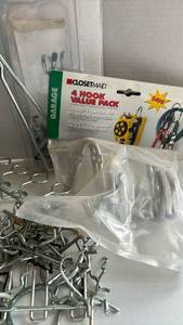 lot 3025 image: Pegboard Hanger Hooks Lot - Mixed Styles and garage hooks