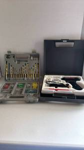 lot 3039 image: Professional Drill Bit and Hardware Set with Storage Case and a soldering gun set in case