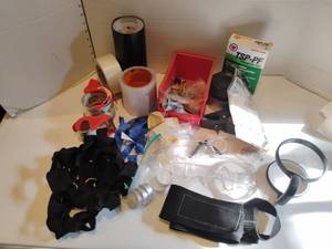 lot 3104 image: Miscellaneous Items.  Tape, Screws, Straps, Safety Glasses and More