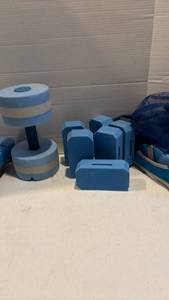 lot 3134 image: Water Aerobics Dumbbell Set with Foam Blocks in mesh bag