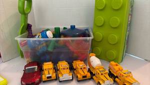 lot 3304 image: LEGO Storage and Organization System with Construction Vehicle Collection