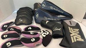 lot 3318 image: Golf Club Head Covers Collection - Club Glove, PXG, Edel Mixed Set