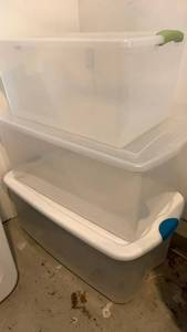 lot 3600 image: 3 Plastic storage bins