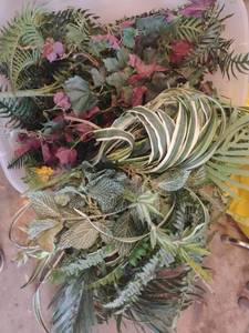 lot 3707 image: Tote with Faux Flowers and Greenery