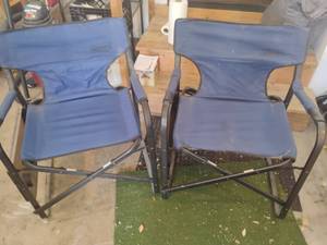 lot 3724 image: Coleman Folding Chairs with Side Tables