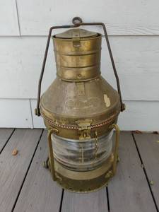 lot 4103 image: Anchor Brand Brass Maritime Ship Lantern. Approximately 19 inches tall