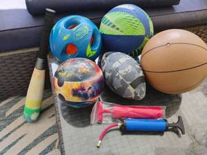 lot 4115 image: Toys.  Balls, Bat and Air Pumps