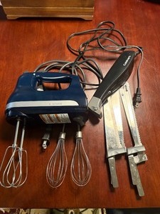 lot 1262 image: Kitchen Aid 5 speed hand mixer with Cuisinart electric knife