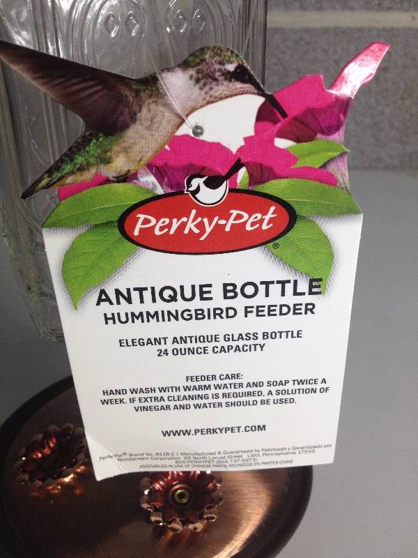 Glass Antique Bottle Hummingbird Feeder Clear Perky Pet