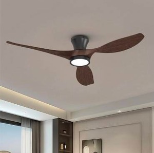lot 1829 image: TALOYA 52 Inch Ceiling Fans with Led Lights Remote Control Flush Mount Low Profile for Bedroom Farmhouse Patio Outdoor Living Room Kitchen Dining Room,DC Motor,Reversible,Buzzer ONOFF,Black Walnut - Retail $129.99