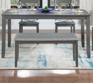 lot 27950 image: Rectangle Dining Table And Bench - Grey