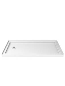 lot 1849 image: DreamLine SlimLine 32 in. D x 60 in. W x 2 34 in. H Left Drain Single Threshold Shower Base in White, DLT-1132601 - Retail $246.49