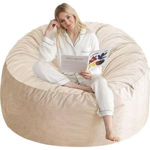 lot 1890 image: 3Ft Bean Bag Chair, Memory Foam Bean Bag Chairs for Adults with Filling, Round Bean Bag Sofa with Filler Included, Beanbags with Soft Dutch Velvet Fabric,3 Foot - Retail $125.99