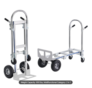 lot 1887 image: VEVOR Aluminum Hand Truck, 2 in 1, 800 lbs Load Capacity, Heavy Duty Industrial Convertible Folding Hand Truck and Dolly, Utility Cart Converts from Hand Truck to Platform Cart with Rubber Wheels