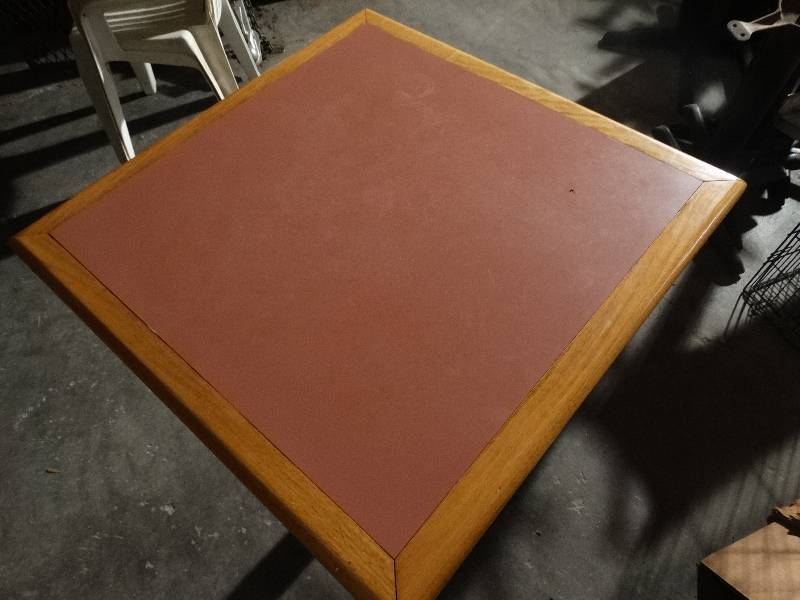 lot 2481 image: Pedestal base dining table- 30 x 30