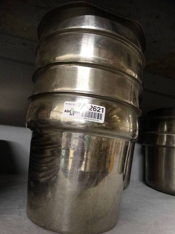 lot 2621 image: Lot of 4 stainless steel food bar container inserts.