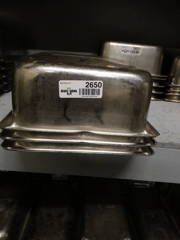 lot 2650 image: Lot of 3 stainless steel food bar container inserts