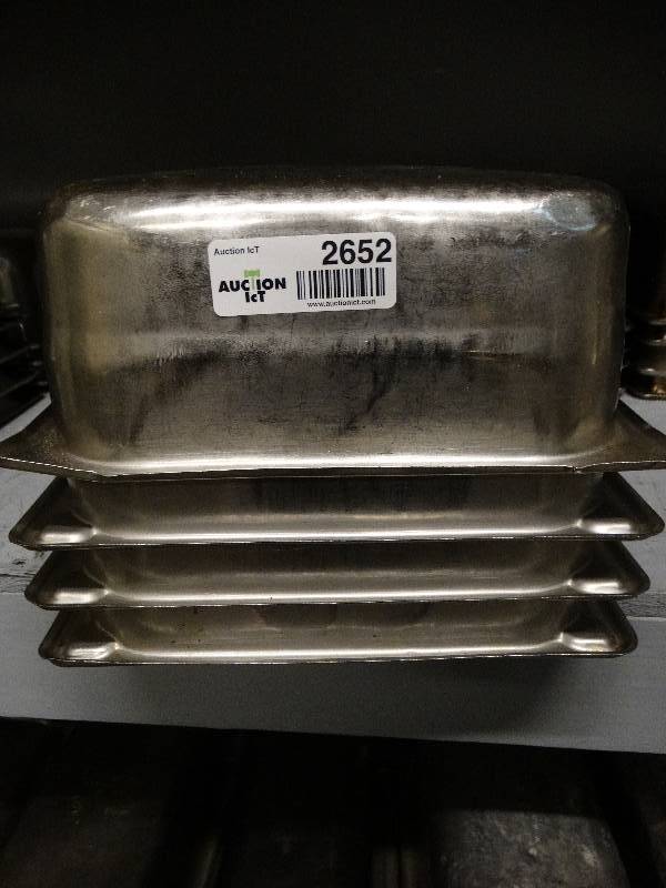 lot 2652 image: Lot of 5 stainless steel food bar container inserts