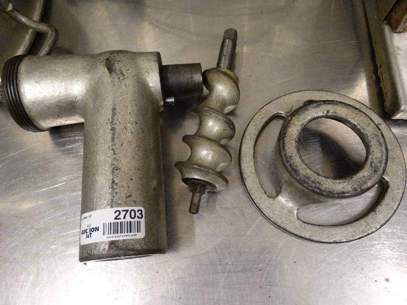 lot 2703 image: Hobart mixer attachment for meat grinding.