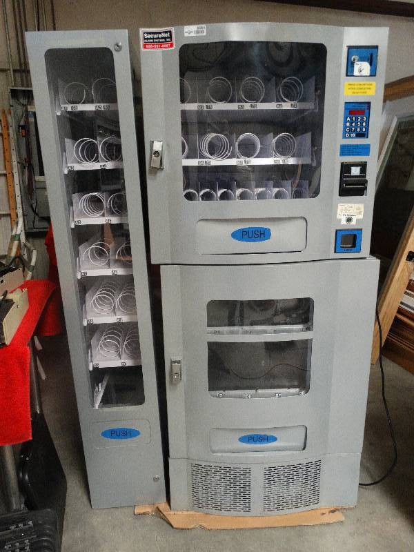lot 6084 image: Purco Office deli vending machine. Snack unit M#OD16S, Beverage unit M#OD8RD and Entree Unit M#OD14F