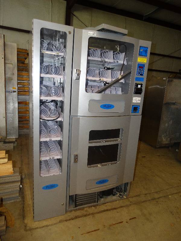 lot 6089 image: Purco Office deli vending machine. Snack unit M#OD16S, Beverage unit M#OD8RD and Entree Unit M#OD14F