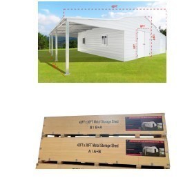 lot 6504 image: Metal Storage Shed K4230T 42x30x13 ft Heavy Duty