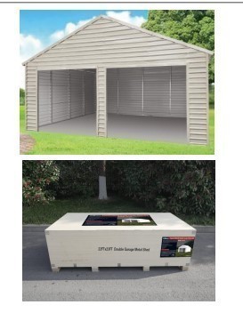 lot 6529 image: Unused Double Garage Metal Shed 22ft x 23ft