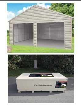 lot 6502 image: Unused 22 Ft x 23 Ft Double Garage Metal Shed