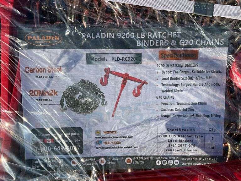 lot 2581 image: Unused 2024 PALADIN 9200 LB RATCHET BINDERS