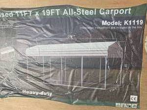 lot 8102 image: 11x19 ft Heavy-Duty All-Steel Carport Kit - Model K1119
