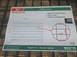 lot 8118 image: Unused Olympic Games Wire Mesh Panel  Model K5436
