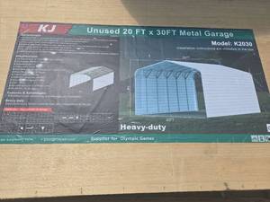 lot 8126 image: Unused 20x30ft Metal Carport Kit  Model K2030