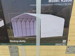 lot 9032 image: New KJ Heavy-Duty Metal Garage K2030 - 20x30ft
