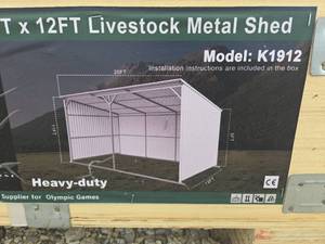 lot 9033 image: Unused KJ 20x12ft Livestock Metal Shed - Model K1912