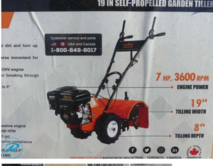 lot 2688 image: Unused Land Honor LHR-GT19 Self-Propelled 19 Rear Tine Garden Rototiller, 7HP Gas Engine