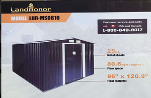 lot 2701 image: Unused Landhonor 8 x 10FT Galvanized Apex Roof Metal Shed