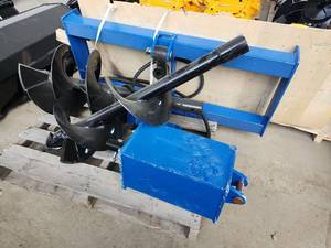 lot 7579 image: Unused Captok Heavy Duty Hydraulic Skid Steer Auger Drive Unit with Multiple Auger Bits  Blue