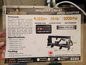 lot 9026 image: LandHonor 3-Point Skid Steer Quick Hitch Adapter
