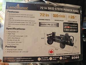 lot 9031 image: LandHonor 72-Inch Skid Steer Power Rake PR-12-72W