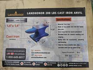 lot 9074 image: Landhonor 200 LBS Cast Iron Anvil - New in Crate