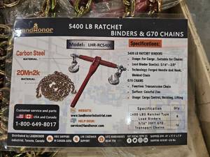 lot 9102 image: LandHonor 5400 LB Ratchet Binders & G70 Chains Set