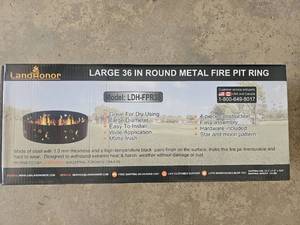 lot 9111 image: LandHonor 36-Inch Round Metal Fire Pit Ring