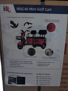 lot 9206 image: IRGC40 High-End Mini Golf Cart - Electric Vehicle Red