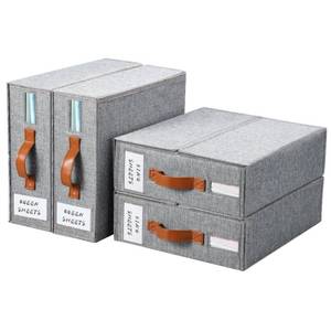 lot 1428 image: Yecaye 4 Pack Bed Sheet Organizer, Foldable Linen Closet Organizers and Storage (Queen & King Size) with Window & Label, Bedding Storage Box for Bedsheets, Duvet Covers and Pillow, Grey