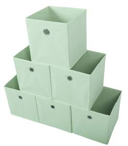 lot 1429 image: Amelitory Storage Bins Foldable Cube Organizer Fabric Drawer Set of 6 Light Green
