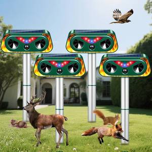 lot 1445 image: Solar Ultrasonic Animal Repellent Outdoor Deer Repellent Devices Waterproof Cat Deterrent with Flash Light Motion Sensor to Keep Squirrel Raccoon Rabbit Skunk Dog Coyote Out of Yard Garden(4Pack)