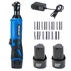 lot 1447 image: Cordless Electric Ratchet Wrench Set, 38 12V Power Ratchet Tool Kit with 2 Packs 2000mAh Lithium-Ion Battery, Charger, 7 Sockets for Repair, Installation